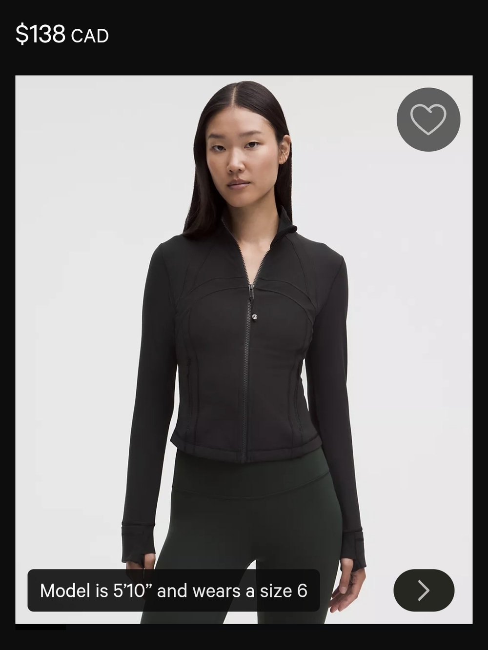 Lululemon Define Black Cropped Jacket City Active Casual Sport Chic Workout Sz14